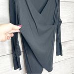 White House | Black Market WHBM Black Wool Cashmere Blend Wrap Surplice Draped Sweater Tunic Top Size XS Photo 2