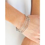 Paparazzi Face The Metallic Music Silver Bracelet (115) Photo 0