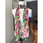 Women’s Floral Green & Pink Multicolored Scarf Photo 6