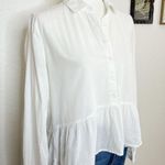 Birds of Paradis by Trovata White Cotton Peplum Collared Button Front Top Size S Photo 2