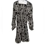 Parker AZTEC CATALINA BLACK WHITE FAUX WRAP LONG SLEEVE SILK DRESS Photo 2