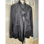 Vince Black Satin Short Trench Belted Jacket Drapey Lightweight L Elegance Photo 1