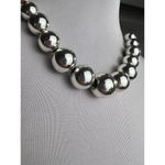 Chunky Silver toned Graduated Bead Necklace statement piece artisan vintage Photo 3