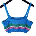 ZARA Womens Crocheted Knitted Striped Y2K Crop Top Size Large Cottagecore Preppy Photo 1
