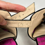 Juicy Couture Y2K Open Toe Lace Up Strap Block Heels Sandals Beige/Cream/Black Photo 8