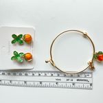 Cute Persimmon Earrings Women Retro‎ Orange Crystal Drop with bracelet set new Photo 4