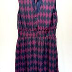 Modcloth Navy & Pink Diamond Semi Sheer Chiffon Overlay Sleeveless Dress Fervour Photo 0