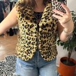 Vintage leopard cheetah fur cropped vest Y2k Brown Size M Photo 2