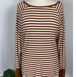 Kori America Burnt Orange White Stripe Knit Round Neck Long Sleeves S Photo 1