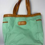 Vintage Tote Bag‎ Leather Trimmed Accents Travel Purse Green Photo 0