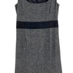 Tory Burch Navy Blue Tweed Dress Chevron Hem Suede Leather Accents Size 6 Photo 0