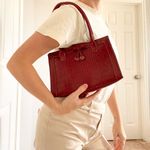 Liz Claiborne Maroon Alligator Shoulder Bag Photo 3