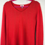 Old Navy  Red V-Neck Long Sleeve Sweater Medium Womens Knit Pullover Photo 0