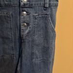 Aerie Denim Jumpsuit XS Button Front Wide Leg Overalls Utility Pocket Photo 3