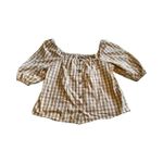 Faherty  Cali Check Puff Sleeve Small Organic Cotton Top Charleston‎ Gingham Photo 1