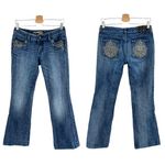 EXPRESS (6) Stella Bootcut Jeans (30x29) Shirt Dark Wash Low Rise Crystal Stud Photo 1