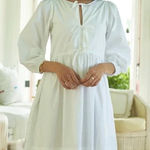 Lake Pajama Poplin Triple Tie Dress XXS NWOT White Photo 0