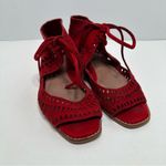 Jeffrey Campbell  Red Rodillo Suede Peep Toe Wedges Size 7.5 Photo 2