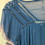 Free People  | Tie Dye Me Down Sheer Tunic Top Blue Viscose Womens Large Photo 2