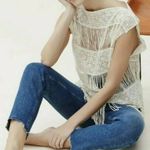 Anthropologie Callahan X Inez Crochet Fringe Boho Loose Knit Swim Cover Top Boho Photo 5