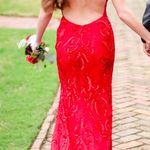 Red Sequin Prom Dress Size 0 Photo 5