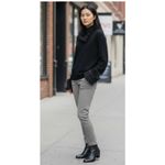 Yuka Vintage Faux Fur Trim Funnel Neck Knit Top Small Black Photo 2