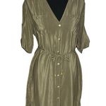 Amanda Uprichard  Silk Button Green Dress Photo 0