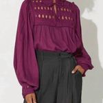 Cleobella  Sabella Peasant Blouse in Aubergine NEW Size Small Photo 2