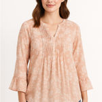 Charter Club Romantic Blush Floral Blouse Women’s XL Flowy Boho Top Photo 0