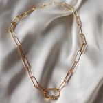 Boutique Dainty Gold Carabiner Necklace On Paperclip Chain Photo 0