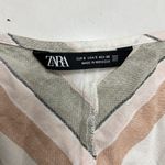 ZARA  Linen Tie Crop Top Balloon Sleeve Pastel Striped Size Small Photo 8