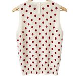 J.Crew  Cream Wool Sleeveless Red Sequin Polka Dot Sweater Tank Size Medium Photo 1