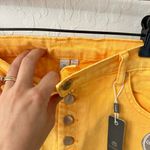 Tractr Marigold Yellow High Rise Slim Button Front Thigh Slit Denim Shorts 12/31 Photo 3