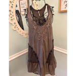 Free People Small tank dress beading Flowy Gray Fairy Grunge Festival Photo 4