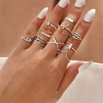 Urban Outfitters 10pc rhinestone detail ring set Photo 0