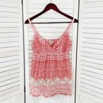 Banana Republic  Printed Lace Trim Babydoll Tank Top Red XS Photo 6