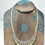 Solid 14K yellow gold Egyptian revival fringe bib necklace, vintage Photo 0