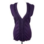 The Limited  Sweater Vest Womens Sz M Plum Knit Cotton Sleeveless V Neck Buttoned Photo 1