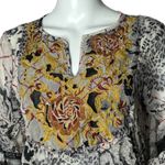 Anthropologie By  Shirt Womens Small White Gray Mathilda Top Multicolored‎ Boho Photo 3