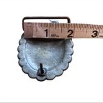 Vintage Metal and Faux Turquoise Belt Buckle Oval Scalloped Blue Photo 2