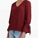 J.Crew Mercantile Bow-Sleeve Top Red Size 10 EUC L2544 Photo 0
