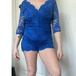 NIKIBIKI  womens medium bright Royal Blue lace Romper, open back Photo 3