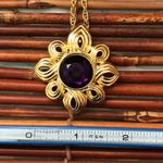 Kennth Jay Lane Gold Tone Chain with Brooch/Pin Pendant Purple Stone Photo 8