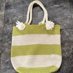 Knit Cream And Green Bag Photo 0