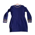 Vintage Cerulean Blue Paillette Gem Embellished Knit Dress Festive Holiday Sz M Size M Photo 4