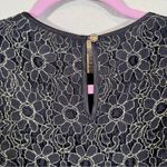 Ted Baker  Black Satin Gold Glitter Lace Mini Dress Womens M Formal Long Sleeve Photo 2