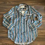 PARIS BLUE STRIPE SILK OVERSIZED PYJAMA SHIRT Photo 2