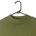 H&M Divided Green Long Sleeve Ribbed Mock Neck Blouse Women Sz S Photo 4