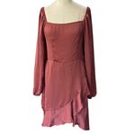 Sadie & Sage long sleeve Mini Dress with square neckline size medium Pink Photo 3