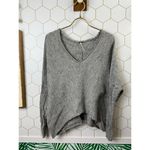 Free People  Gray Wool Blend Slouchy Scrunch Sleeve Sweater - Size - Medium Photo 5